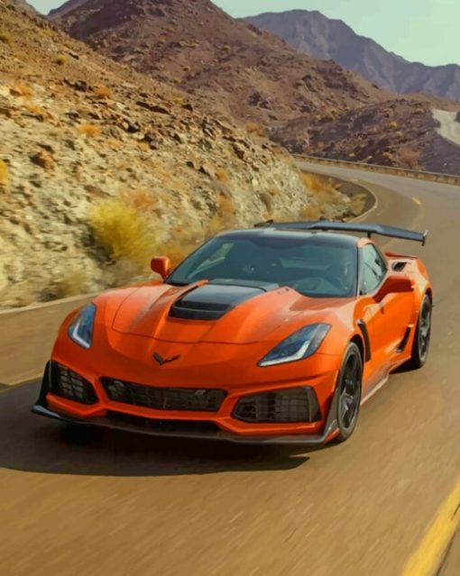 Orange Chevrolet Corvette paint by numbers