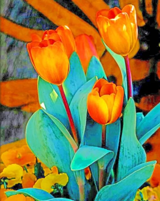 Orange Tulips paint by numbers