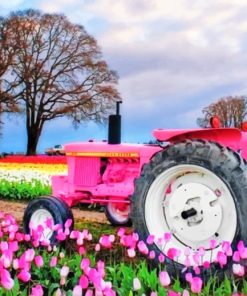 Pink Tractor paint by numbers