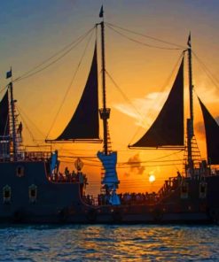 Pirate Ship At Sunset paint by numbers