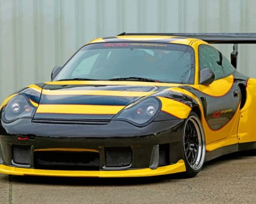 Porsche In Black And Yellow paint by numbers