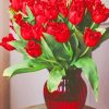 Red Flowers In Vase paint by numbers