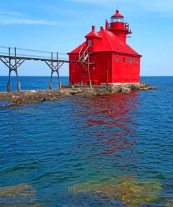 Red House In The Middle Of The Lake painting by numbers