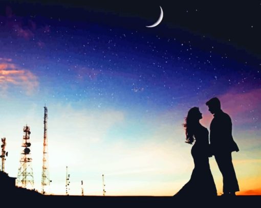 Romantic Couple Silhouette paint by numbers