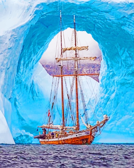 Sailboat In Iceberg Greenland paint by numbers
