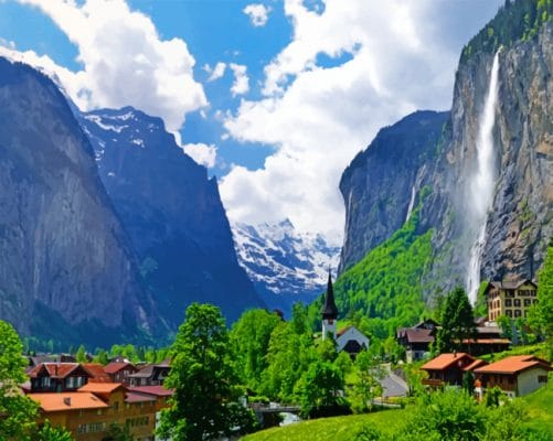 Staubbach Falls painting by numbers