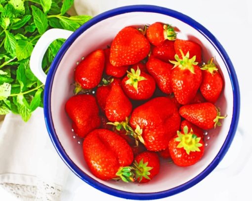 Strawberries In White Bowl paint by numbers