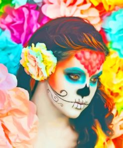 Model Girl With Skull Make Up painting by numbers