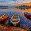 Boats In A Swedish Lake paint by numbers