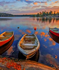 Boats In A Swedish Lake paint by numbers