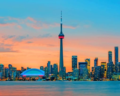 Toronto Skyline At Sunset painting by numbers