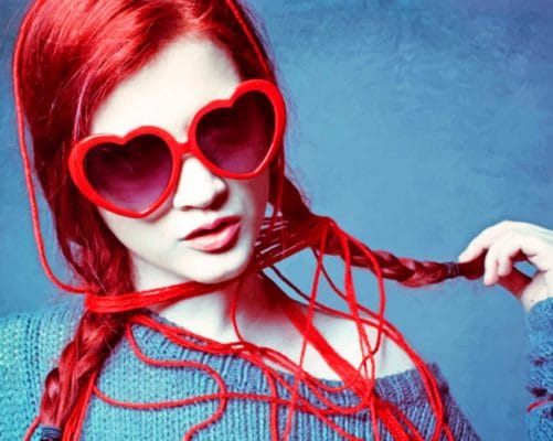 Girl With Heart Glasses painting by numbers