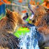 Two Bears Playing In Lake paint by numbers