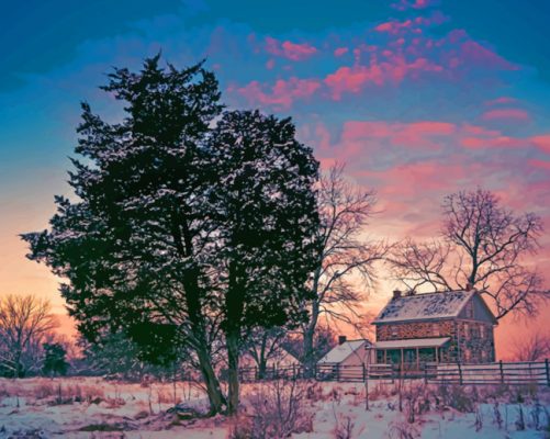 American House At Winter paint by numbers