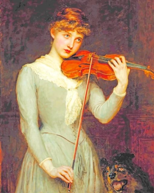 Vintage Girl Playing Violin paint by numbers