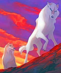 White Animated Wolves paint by numbers