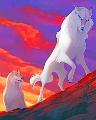 White Animated Wolves paint by numbers