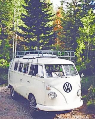 White VW Bus paint by numbers