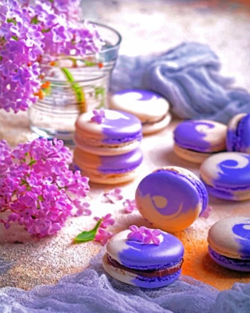 White And Purple Macarons paint by numbers