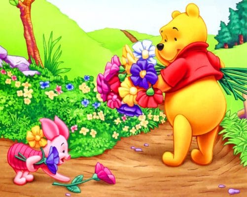 Winnie The Pooh And Flowers paint by numbers