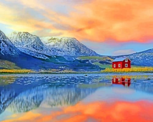 Wooden House In Nature paint by numbers