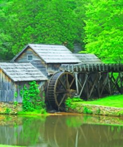 Wooden Houses In Forest paint by numbers