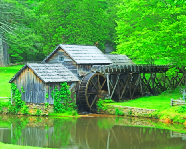 Wooden Houses In Forest paint by numbers