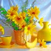 Yellow Flowers In Basket Photography paint by numbers