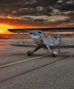 Airplane During Sunset Time painting by numbers