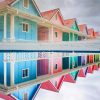 American Colorful Houses Reflection paint by numbers