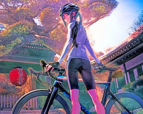 Anime Girl With Bicycle painting by numbers