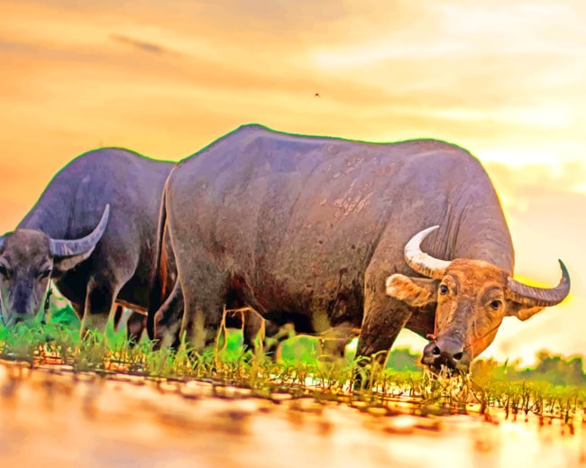 Asian Buffalo paint by numbers