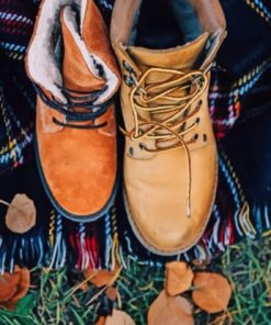 Autumn Leaves And Boots paint by numbers