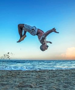 Back Flip In The Beach paint by numbers