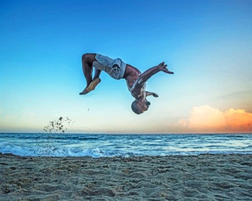 Back Flip In The Beach paint by numbers