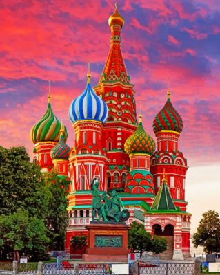 Basils Cathedral At Sunset paint by numbers