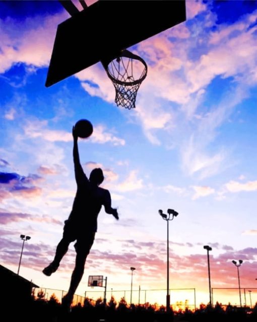 Basketball Sunset Silhouette paint by numbers