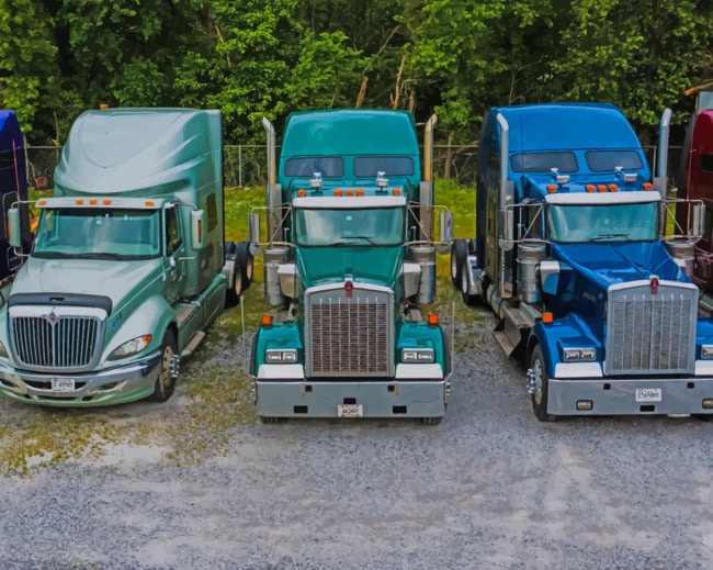 Big Trucks In The Parking paint by numbers