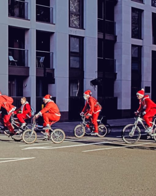 Bikers In Santa Claus Costume paint by numbers