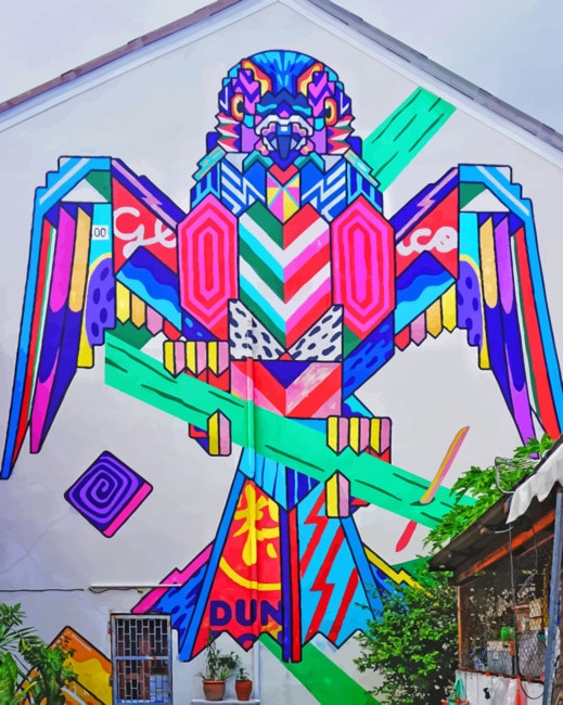 Colorful Bird Graffiti paint by numbers
