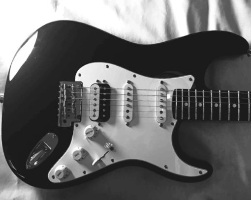 Black And White Electric Guitar paint by numbers