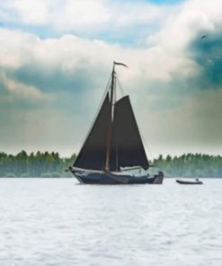 Black Boat In A Cloudy Day paint by numbers