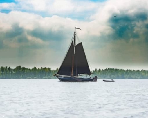 Black Boat In A Cloudy Day paint by numbers