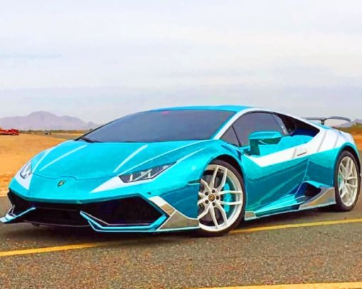 Blue Lamborghini painting by numbers