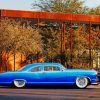 Vintage Blue Car Parked paint by numbers