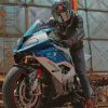 Blue BMW Motorcycle paint by numbers