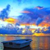 Boat And Colorful Sunset Sky paint by numbers