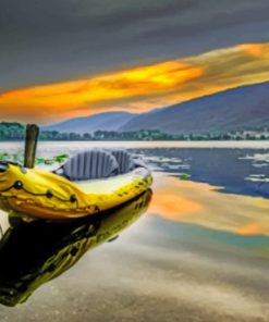 Yellow Boat In A Lake paint by numbers