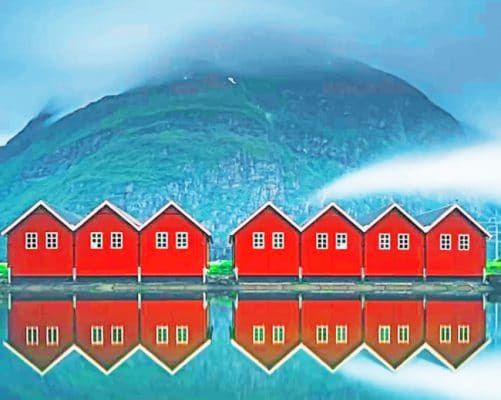 Boathouses In Sunndalsora paint by numbers