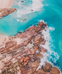 Brown Rock On Blue Sea painting by numbers